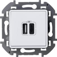 673760 Legrand INSPIRIA Белый Зарядное устройство с двумя USB-разьемами A-C 240В/5В 3000мА
