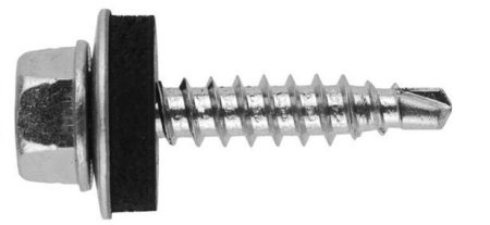 026Е-48-28 Саморез с уменьшеным сверлом, прокладка (ЕРDМ) цинк 4,8х28 (100 шт.)