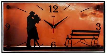 1939-1118  Часы настенные "Влюбленные на закате у моря" "21 Век"