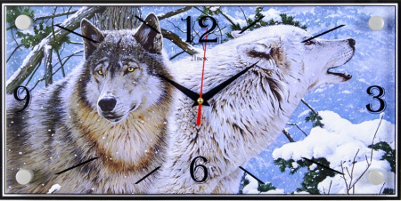 1939-1135  Часы настенные "Волки зимой" "21 Век"