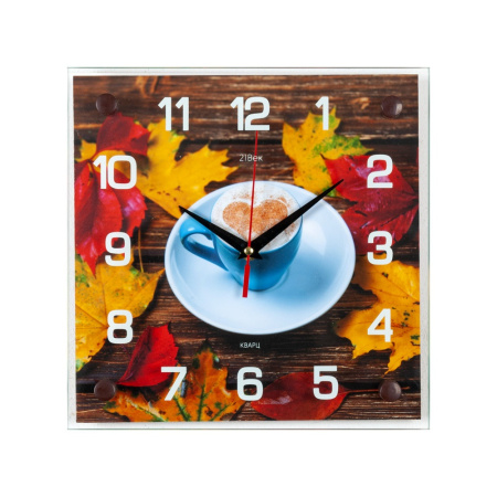 2525-104 Часы настенные"Кофе и осень"  "21 Век"