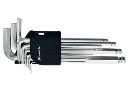 11233 Набор ключей имбусовых 1,5-10 мм,CrV,9 шт,удлиненные