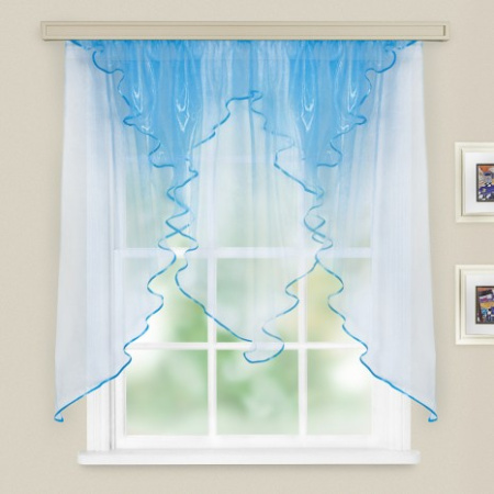 Комплект штор для кухни Трио голубой