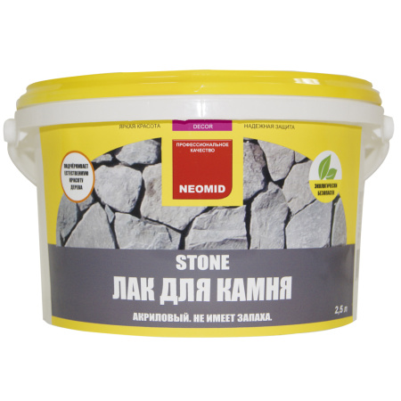 Лак для камня полуматовый NEOMID Stone, 2,5 л