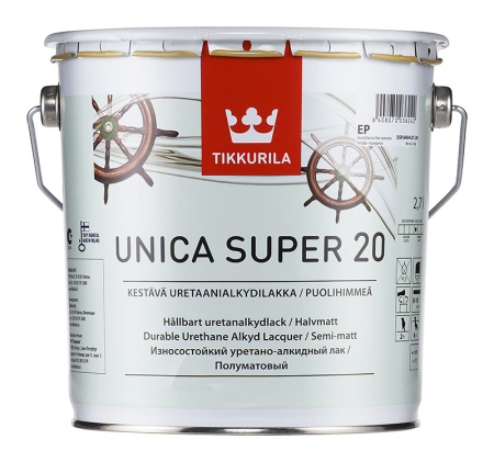 Лак для дерева полуматовый Tikkurila Unica Super 20, 2,7 л