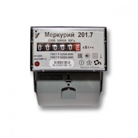  Счетчик электроэнергии однофазный однотарифный Меркурий 201.7 60/5 Т1 D230В ОУ