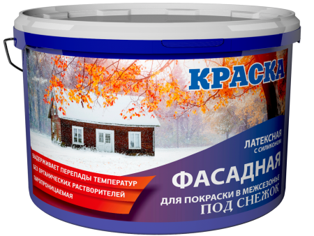 Краска Фасадная снежок 7кг д/покраски в межсезонье латексная с силиконом Капитель