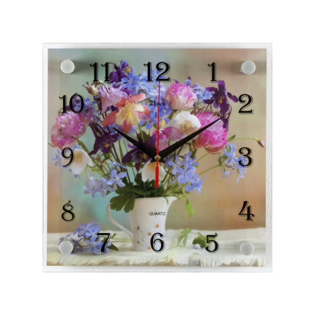 2525-1231 Часы настенные"Букет лесных цветов"  "21 Век"