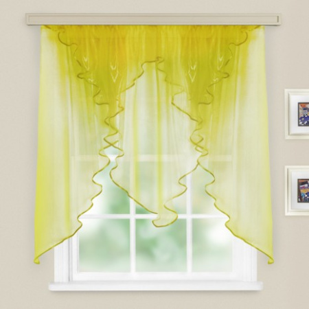 Комплект штор для кухни Трио хамелеон желто-зеленый