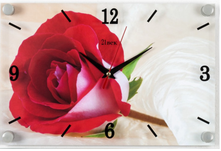 2030 -07 Часы настенные "Красная роза" "21 Век"