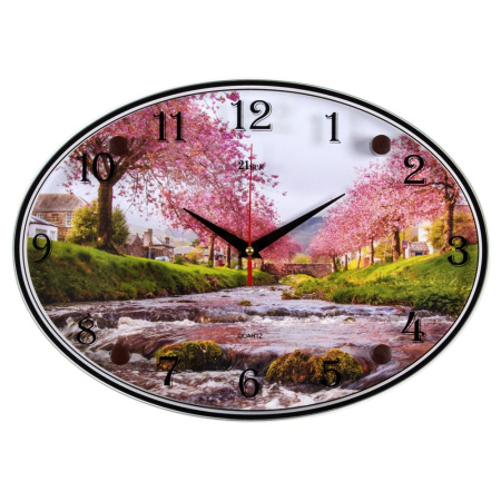 2434 - 111 Часы настенные "Река при цветении сакуры" "21 Век"