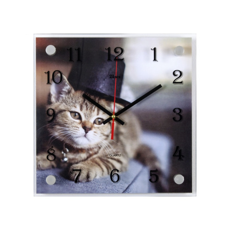 2525-1006 "Котенок в шляпе) Часы настенные  "21 Век"