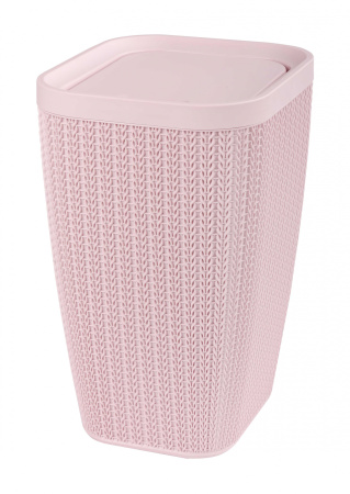 Контейнер д/мусора 10,0л "Вязаное плетение" розовый (3) М7488 А