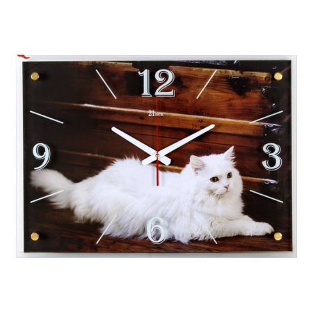 4056-111 Часы настенные "Кошка белая" "21 Век"
