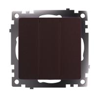 49175 Выключатель 3-клавишный (механизм), 250В,10А, серия Катрин, GLS10-7108-04, шоколад