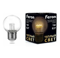 Лампа светодиодная,(1W) 230V E27 2700K G45 прозрачная,LB-37