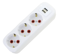 AY-KA Колодка 3-местн. с/з с USB, белый 7731000