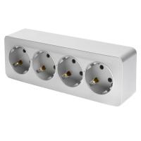 49332 Розетка 4-местная с/з открытого монтажа, 250В, 16А, IP20, серебро MST16-14-03