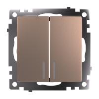 Выключатель 2-клавишный c индикатором (механизм) 250В, 10А, серия Катрин, GLS10-7102-02, шампань 