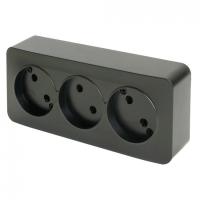 49500 Розетка 3-местная б/з открытого монтажа, 250В, 10А, IP20, чёрный MST10-13-05