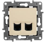 Legrand Etika Крем Двойная розетка RJ45 категория 5е UTP 672355