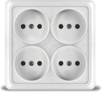 Розетка 4-м ОП Олимп без заземл. квадрат бел. UNIVersal 1164