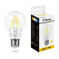 25569 Лампа светодиодная (7W) 230V E27 2700K прозрачная, LB-57 Feron