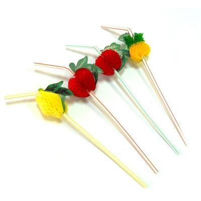 Трубочки для напитков 12шт, 240x5мм, "Фрукты", цветные (437-081)