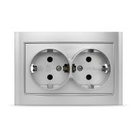 Розетка 2-м СП Бриллиант с заземл. серебр. UNIVersal 7949780