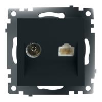 49182 Розетка TV + компьютерная RJ-45 (механизм), серия Катрин, черный, GLS00-7106-05