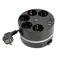 49656 Удлинитель пятиместный с/з, 3х1мм2, 2.5м, 250В, 16А, 2USB A+C 5V 3,1A чёрный