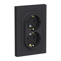 Розетка 2-м ATLAS DESIGN с заземл. 16А в сборе карбон SchE ATN001024
