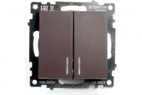 49019 Выкл. 2-клавишный (механизм) 250В,10А, серия Катрин, GLS10-7104-04, шоколад