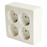 49310 Розетка 4-местная с/з открытого монтажа, квадрат, 250В, 16А, IP20, белый MST16-14S-01