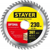 3681-230-32-36 Диск пильный STAYER Optima по дереву, 230 x 32/30 мм, 36Т, оптимальный рез