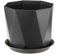 Кашпо с поддоном Призма Idea М3137, графитовый, D13 см, 1 л