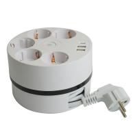 49591 Удлинитель пятиместный с/з, 3х1мм2, 2.5м, 250В, 16А, 2USB A+C 5V 3,1A белый