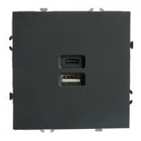 49853 Розетка 2-мест. USB + Type C (механизм), 250В, 20W, серия Эмили, RST10-5115-05