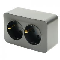 49498 Розетка 2-местная с/з открытого монтажа, 250В, 16А, IP20, чёрный MST16-12-05