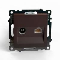 49185 Розетка TV + компьютерная RJ-45 (механизм), серия Катрин, шоколад, GLS00-7106-04 