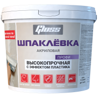 Шпатлевка высокопрочная с эффектом пластика Gloss Профи, 3 кг Шпатлевка высокопрочная с эффектом пластика Gloss Профи, 3 кг
