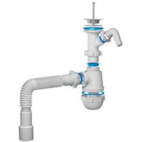 Сифон АНИ пласт Грот A1015, 1"-1/2", D40 мм, отвод CMA, гибкая труба D40,40/50 мм