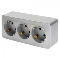 49330 Розетка 3-местная с/з открытого монтажа, 250В, 16А, IP20, серебро MST16-13-03