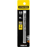 29602-5.5 STAYER PROFI 5.5х93мм, Сверло по металлу HSS-R, быстрорежущая сталь М2(S6-5-2)