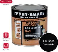 Грунт-эмаль по ржавчине глянцевая 3 в 1, RAL9005 чёрная 0,75 л DALI (Рогнеда) 