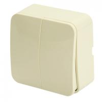 49474 Выключатель открытого монтажа, 2-клавишный, 250В, 10А, IP20, крем MSW10-20-04