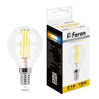 38249 Лампа светодиодная (15W) 230V E14 2700K прозрачная, LB-515 Feron