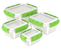Набор контейнеров герметичных № 2  (ланч-боксы,4 шт) (0,38л; 0,8л; 1,5л; 2,5л) АП 717