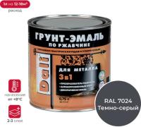 Грунт-эмаль по ржавчине глянцевая 3 в 1, RAL7024 серый графит 0,75 л DALI (Рогнеда) 