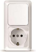 Блок ОП Олимп 1-кл. вык.+ роз. с заземл. верт. бел. UNIVersal О0038